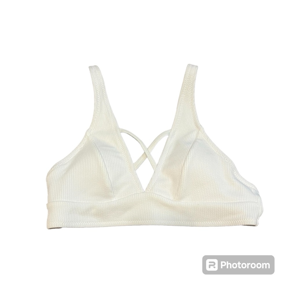 Cupshe size XS women’s white ribbed bikini top